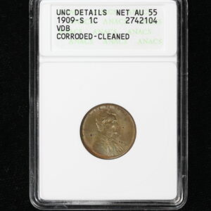 1909-S VDB Wheat Cent ANACS Unc Details Net AU 55 Corrodded Cleaned 3IC3