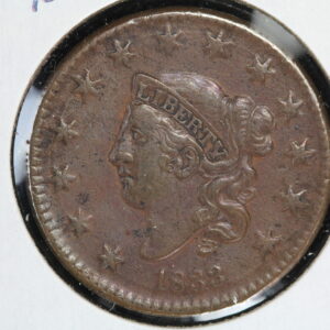 1833 Liberty Head Large Cent 30 Degree Rotated Reverse XF 3ADG