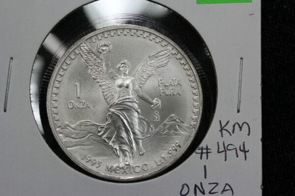 1993 Mexico Libertad 1 Onza Silver Coin KM# 494.2 39IS