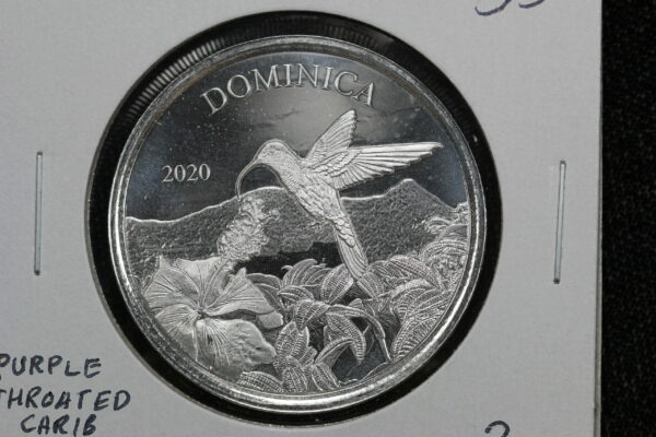 2020 Dominica Purple Throated Carib Hummingbird $2 1oz Scottsdale Mint 3HWD