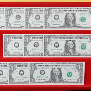 1995 $1 Federal Reserve Note Set of 10 Consec. Fr. 1922G Fort Worth Press 3XQV