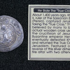 AD 591 – 628 Khusru II & the True Cross Sasanian Empire Drachm Silver Coin 3AKU