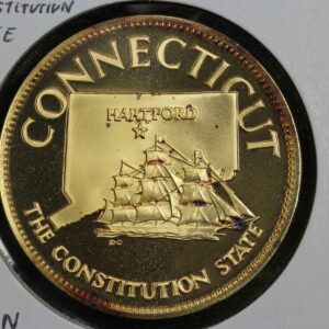 Connecticut The Constitution State Franklin Mint Sterling Silver Medallion 3PZB