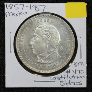 1857 - 1957 Mexico 5 Pesos Silver KM# 470 3Q2G