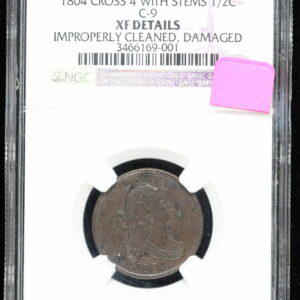 1804 Draped Bust Half Cent NGC Cross 4 with Stems C-9 XF Details... 3APY