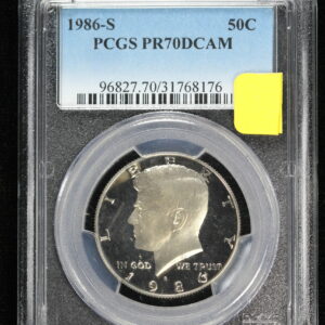 1986-S Proof Kennedy Half Dollar PCGS PR 70 DCAM 33F4