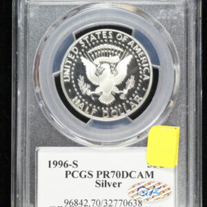 1996-S Proof Silver Kennedy Half Dollar PCGS PR 70 DCAM QA JFK Signature 3IUO