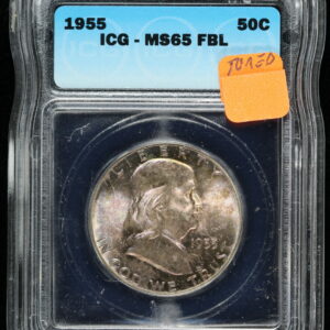 1955 Franklin Half Dollar Toned ICG MS 65 FBL 3Y1J