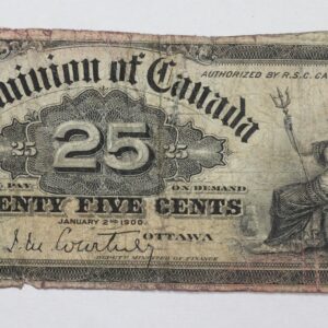 1900 Dominion of Canada 25 Cents Shinplaster Fractional Banknote P# 9b 3APG