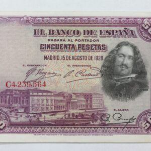 1928 Spain 50 Pesetas Banknote P# 75 32ZP