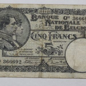 1922 Belgium 5 Francs P# 93 3XUJ