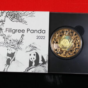 2022 Filigree Panda 2oz SilverCoin w/24K Gold Plating 1of1888 SolomonIs $5 3ILD