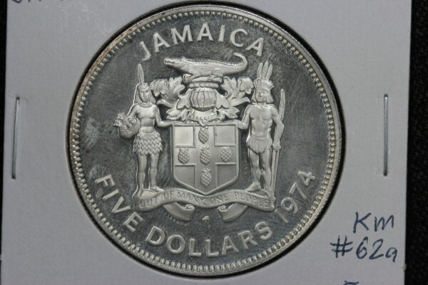 1974 Franklin Mint Jamaica Silver Five Dollars KM# 62a 3B47