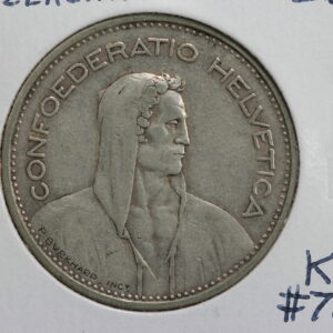 1933-B Switzerland 5 Francs VF KM# 70 3HJ2