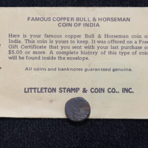 India Bull and Horseman Copper Coin 4VB7