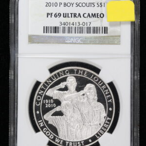 2010-P Proof Boy Scouts of American Silver Dollar NGC P 69 Ultra Cameo 4VGS