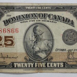 1923 Dominion of Canada 25 Cents Banknote P# 11b 4861