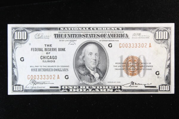 1929 $100 National T1 The FedReserve Bank of Chicago Il G00333302A CU 40HJ