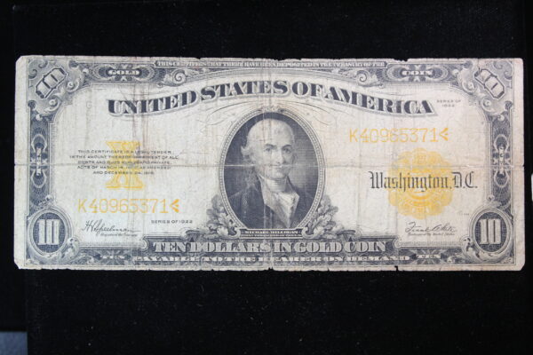 1922 $10 Gold Certificate Fr. 1173 4VWK