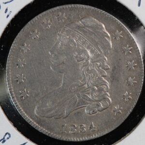 1834 Capped Bust Half Dollar Small Date, Letters Old Light Cleaning XF+ 48R7