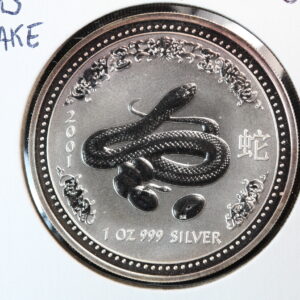 2001 Year of the Snake Silver 1oz Coin Toned  Australia $1 410I