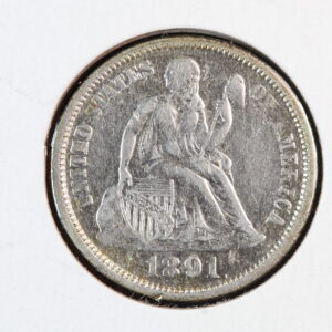 1891-O Seated Dime Old Cleaning XF 414Y