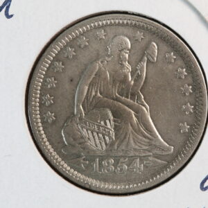 1854 Seated Liberty Quarter Arrows Old Light Cleaning 48X6