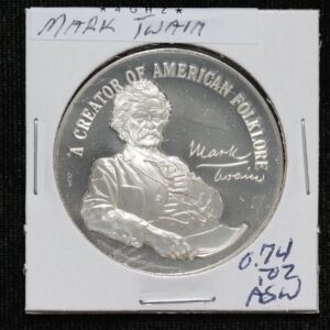 1972 Mark Twain Creator of American Folklore Postmasters Silver Medal 4GHZ