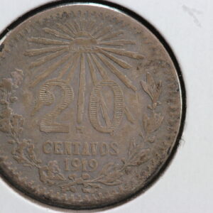 1919 Meixco 20 Centavos Silver KM# 436 411Z
