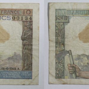 1942 France 20 Francs Note Bank of France Pick# 99c 3QAG
