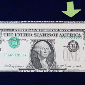 Error 1988A Federal Reserve Note Inverted 3rd Overprint, Offcenter Cut CU 4OGK